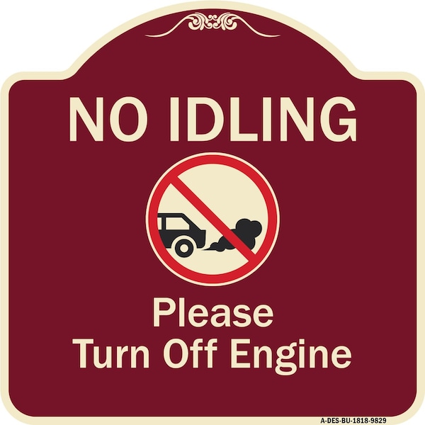 Designer Series-No Idling Please Turn Off Engine With Graphic, 18" x 18", BU-1818-9829